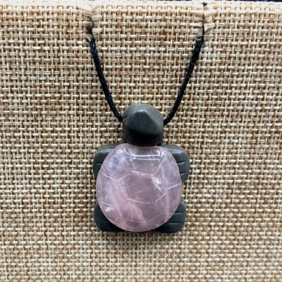 Rose Quartz Tutle Shell On Black Lava Body