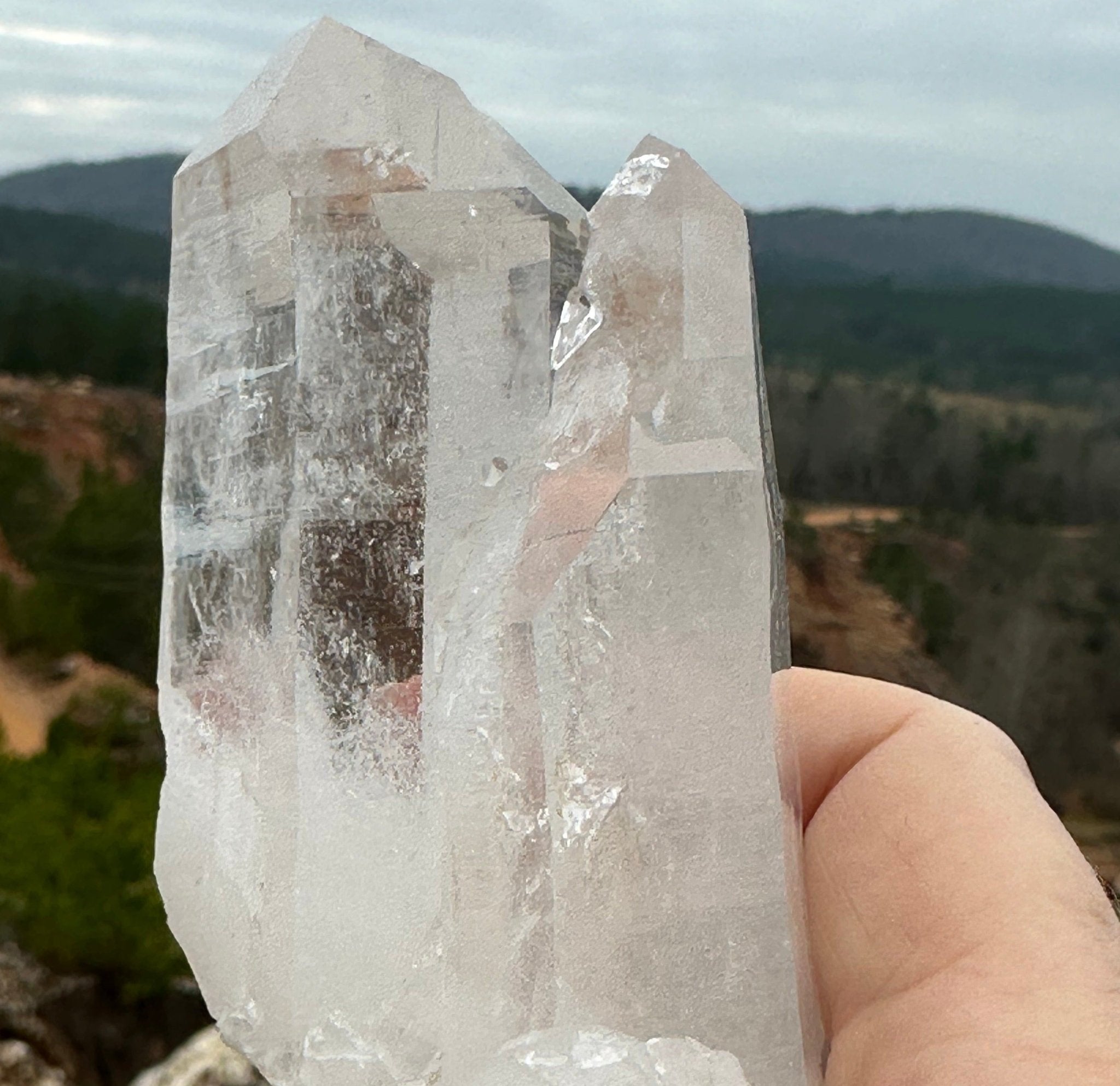 Fresh mine outlet dirt uncleaned Arkansas Quartz crystals