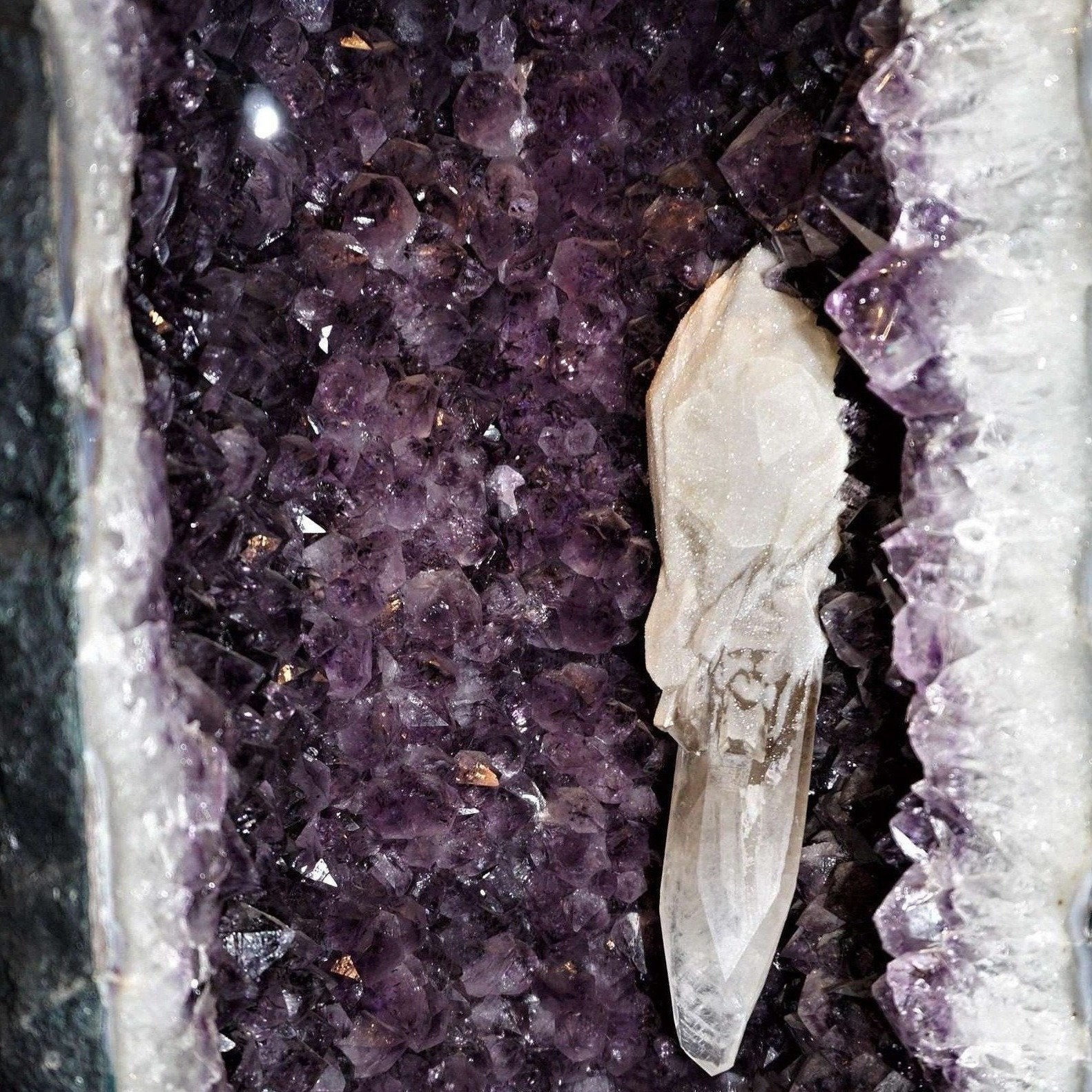 Close Up Calcite WIthin Amethyst Geode 