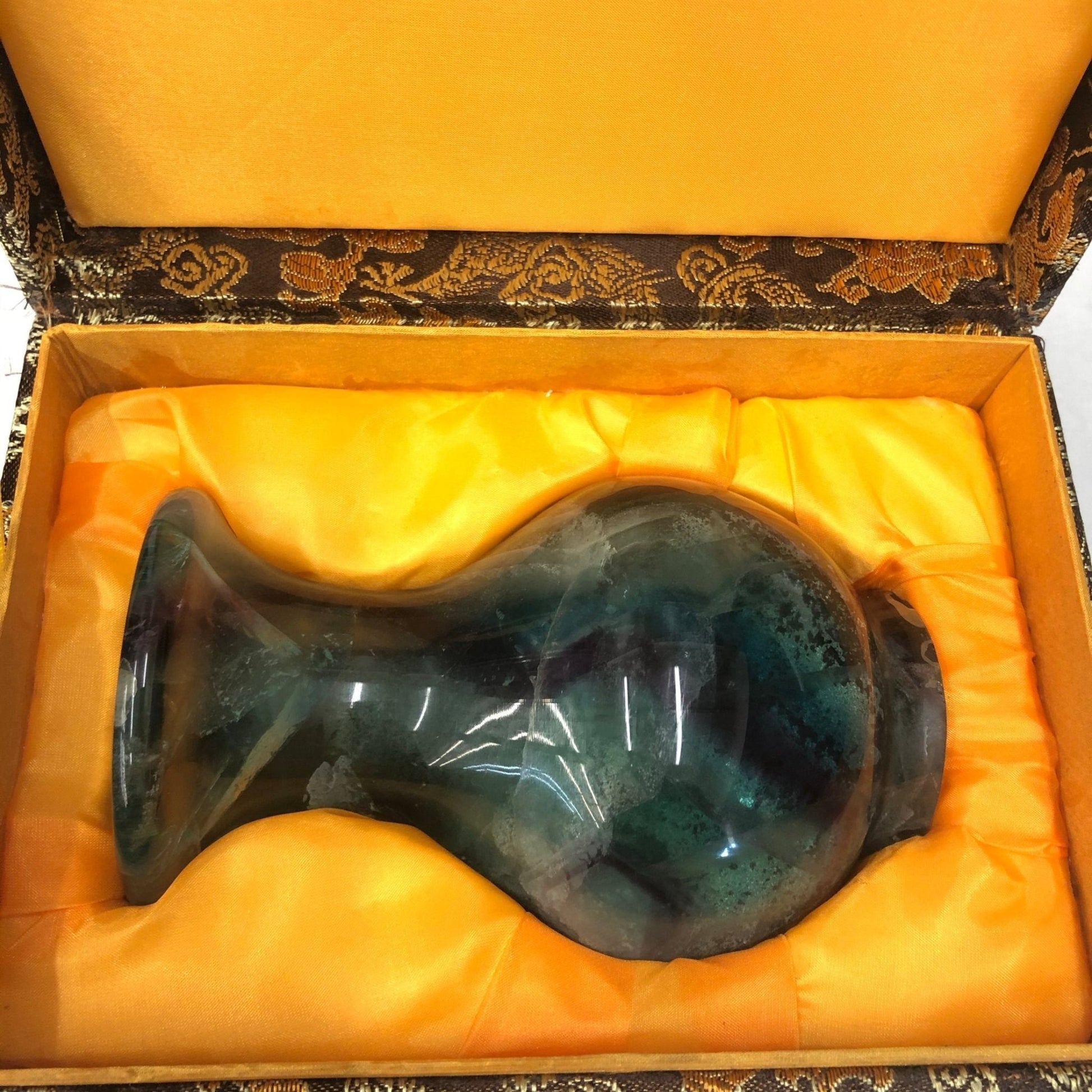 Fluorite Carved Stone Vase In Gift Box