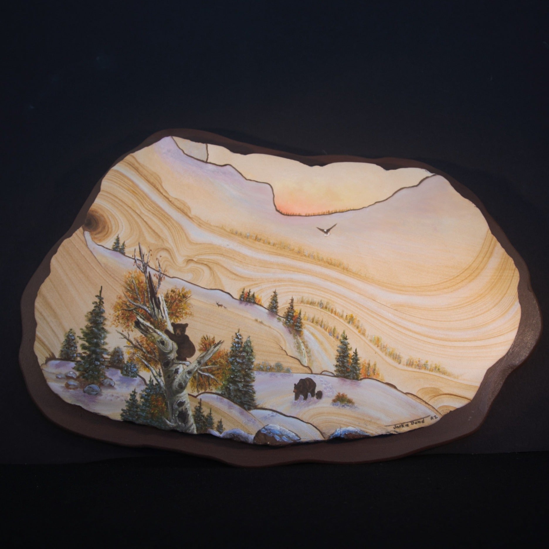 Sandstone Wall Art Landscape With Bear