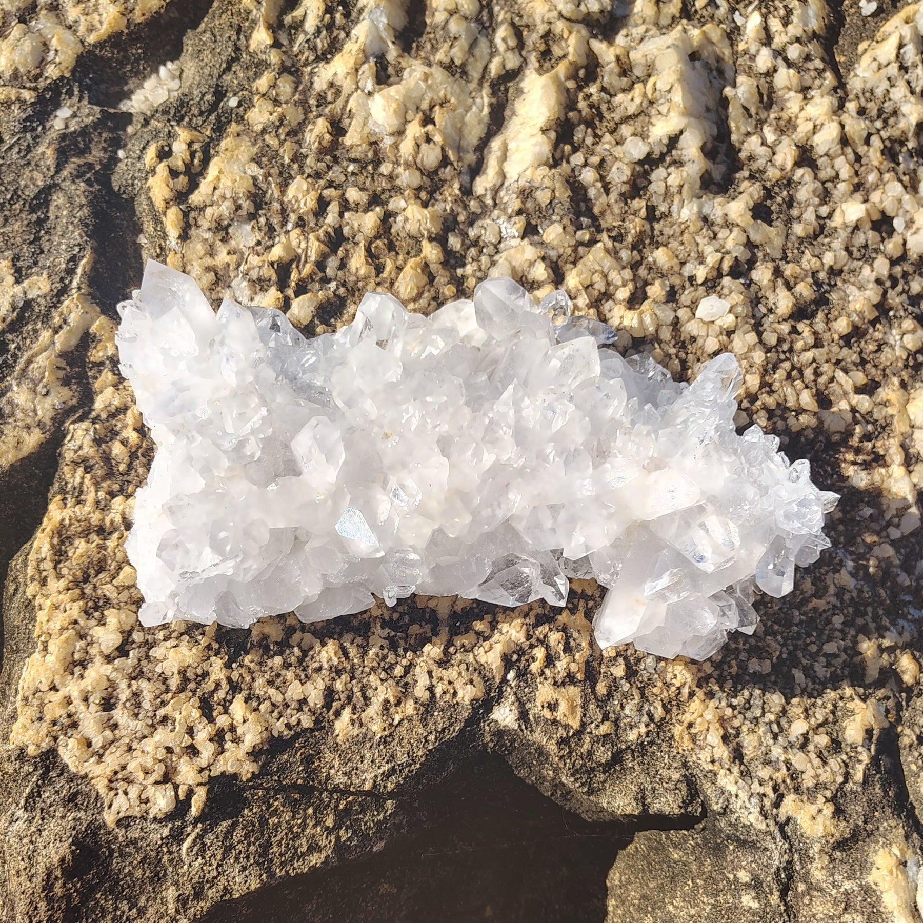 This is the top view of this quartz crystal cluster.