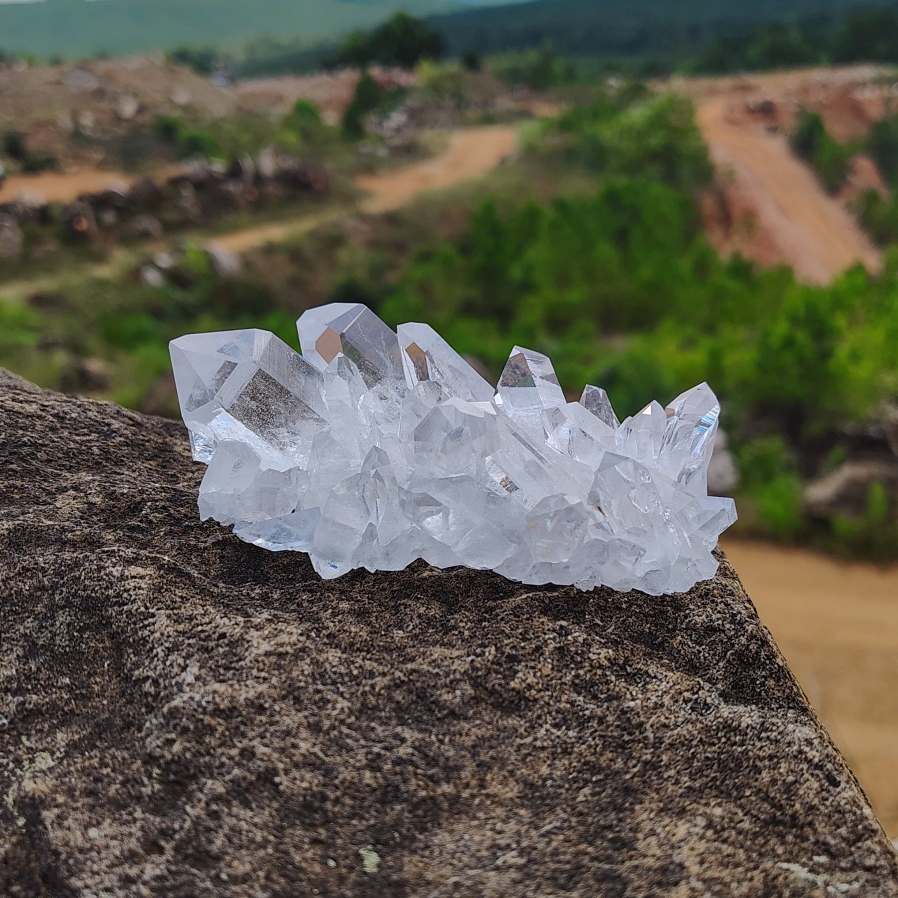 This is the front side of this pristine clear crystal cluster