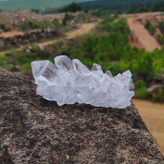 This is the front side of this pristine clear crystal cluster