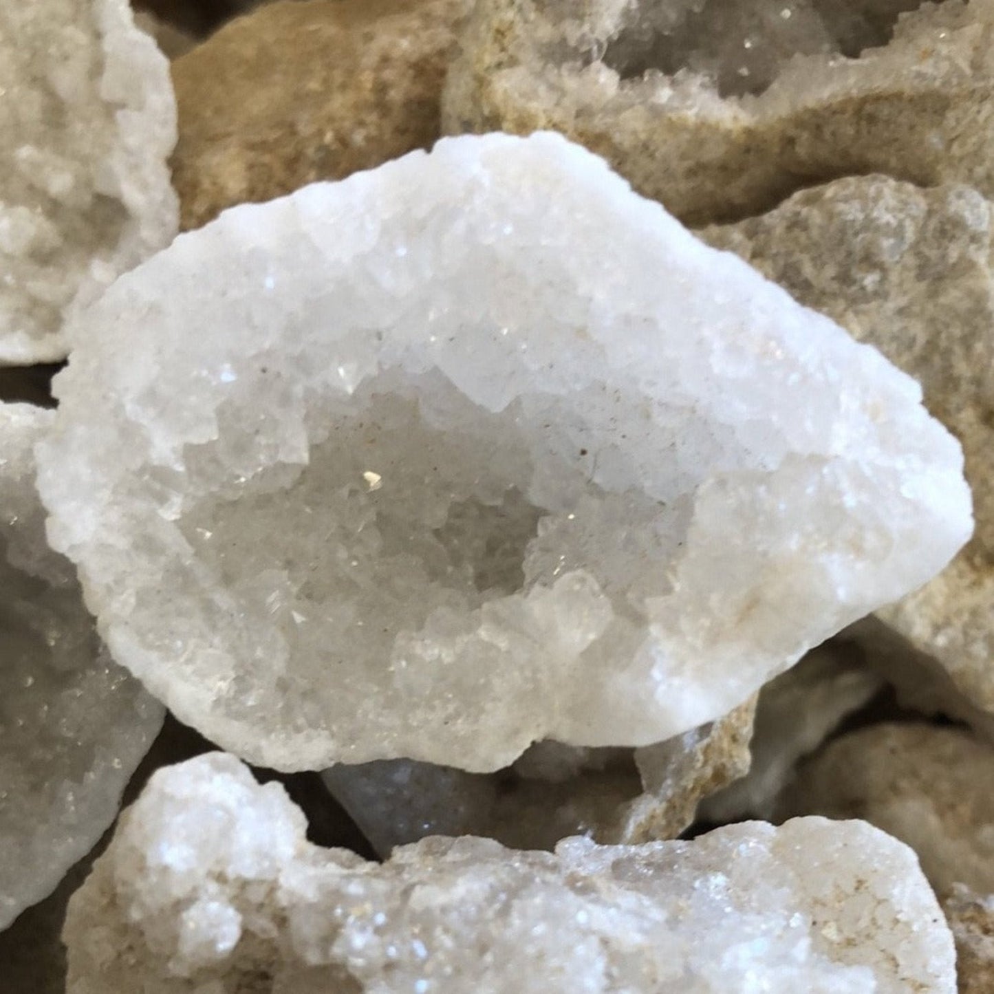 close up open Moroccan geode half