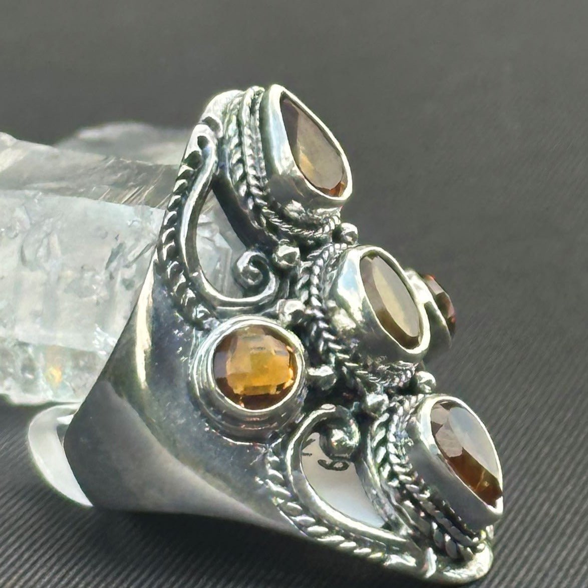 Side View 5 Stone Citrine Ring