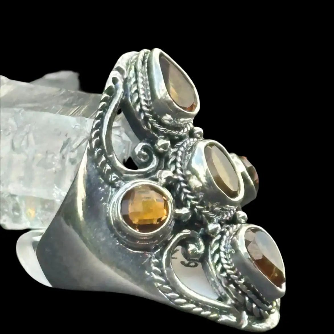 Side View 5 Stone Citrine Ring