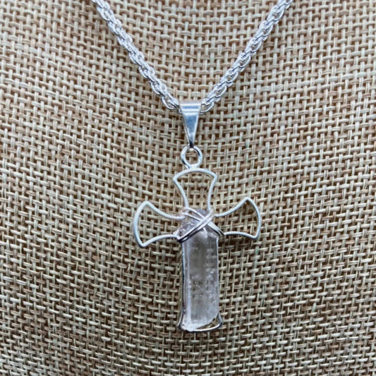 Close Up Of Wire Quartz Cross