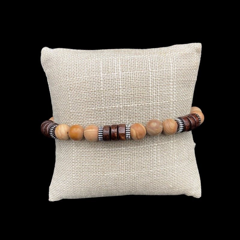 Wood Jasper Beaded Stretch Bracelet