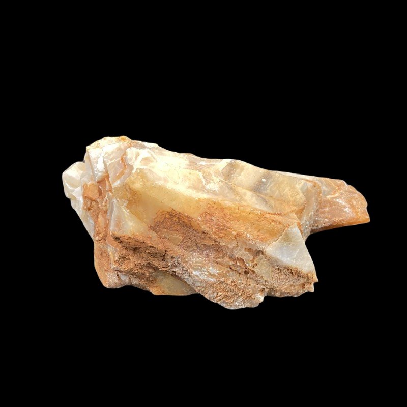 Right Side Of One Of A Kind Tigertooth Calcite Mineral Specimen, Cream And Orange In Color