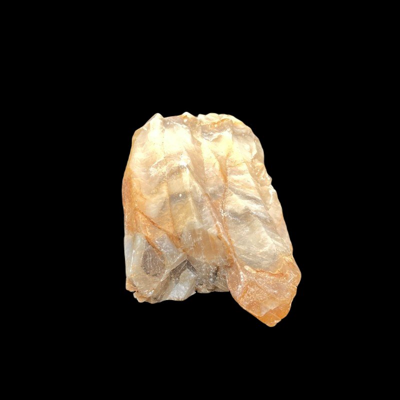 Front View Of One Of A Kind Tigertooth Calcite Mineral Specimen, Cream And Orange In Color