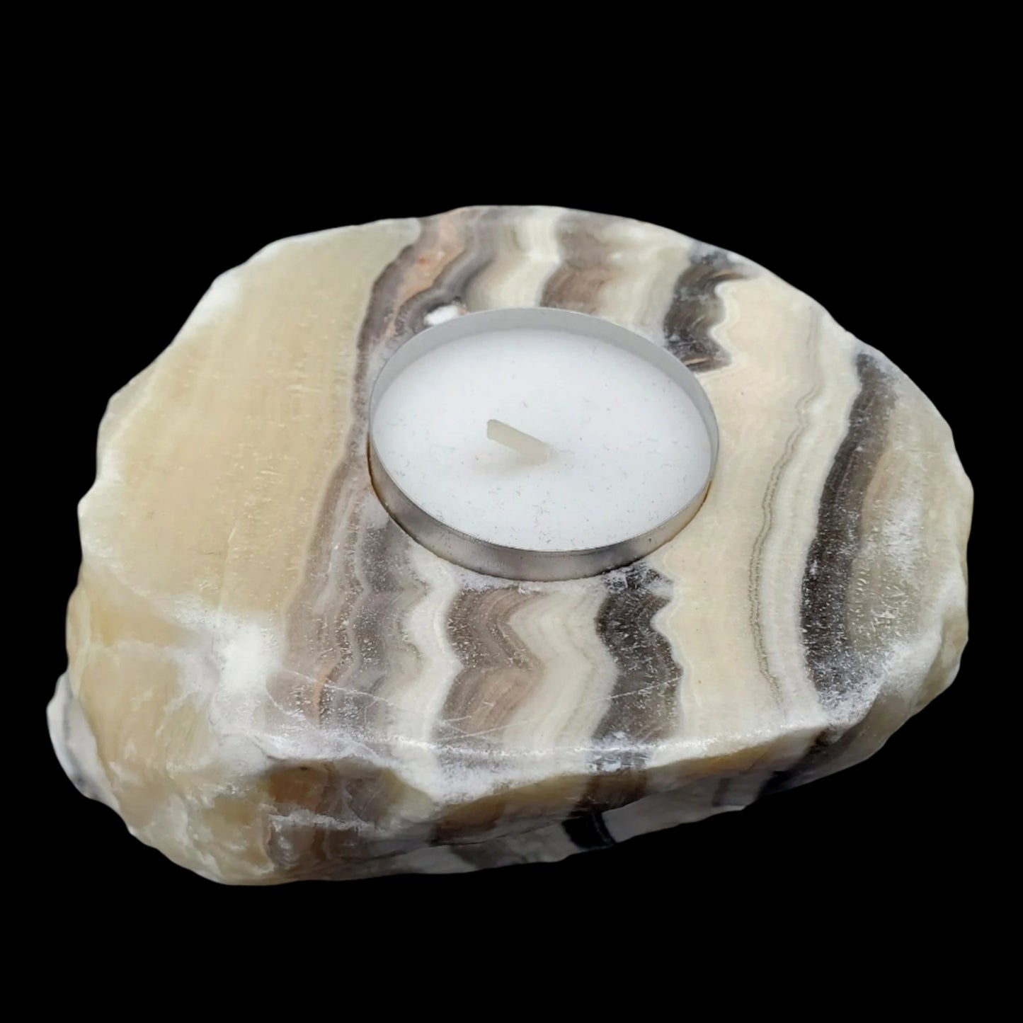 Zebra Calcite Candle Holder