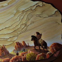 Load image into Gallery viewer, Hand Painted Sandstone Southwest Decor Native American On Horse
