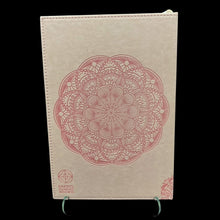 Load image into Gallery viewer, Hamsa Designed Writing Journal In Pink Back Side
