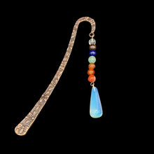 Load image into Gallery viewer, Tree Of Life Bookmark With Opalite Tear Drop  Bead
