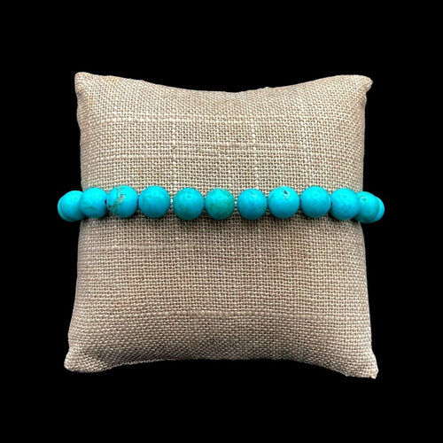 8mm Turquoise And Howlite Stretchy Bracelet
