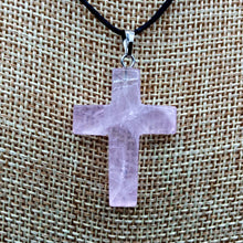 Load image into Gallery viewer, Close Up Of Rose Quartz Cross
