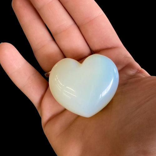 Opalite Heart Palm Stone In Natural Light