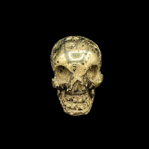 front View Of Pyrite Carved Skull