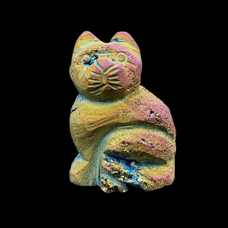 Front Side Of Titanium Cat Figurine