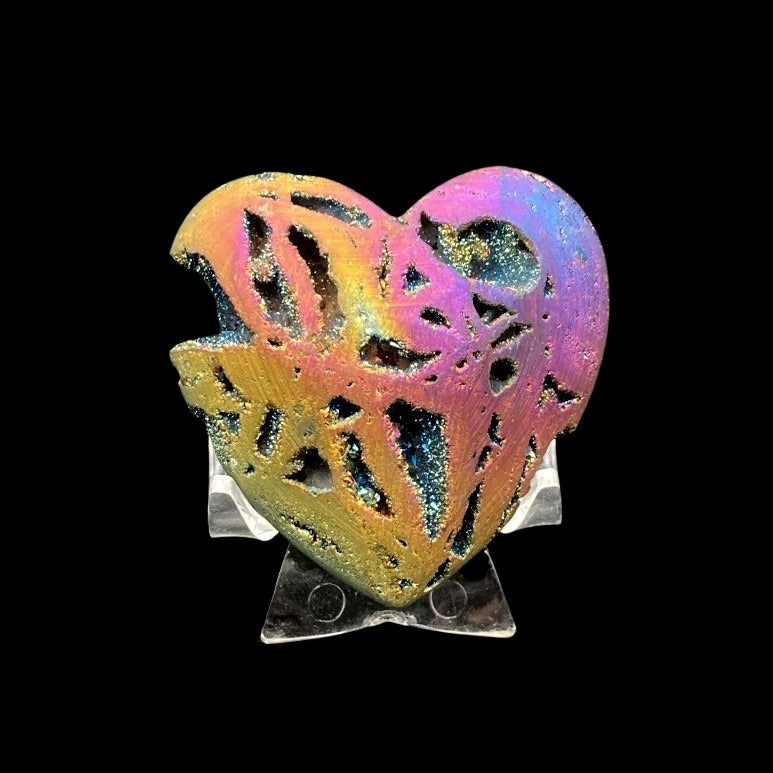 Front Side Of Titanium Rainbow Heart