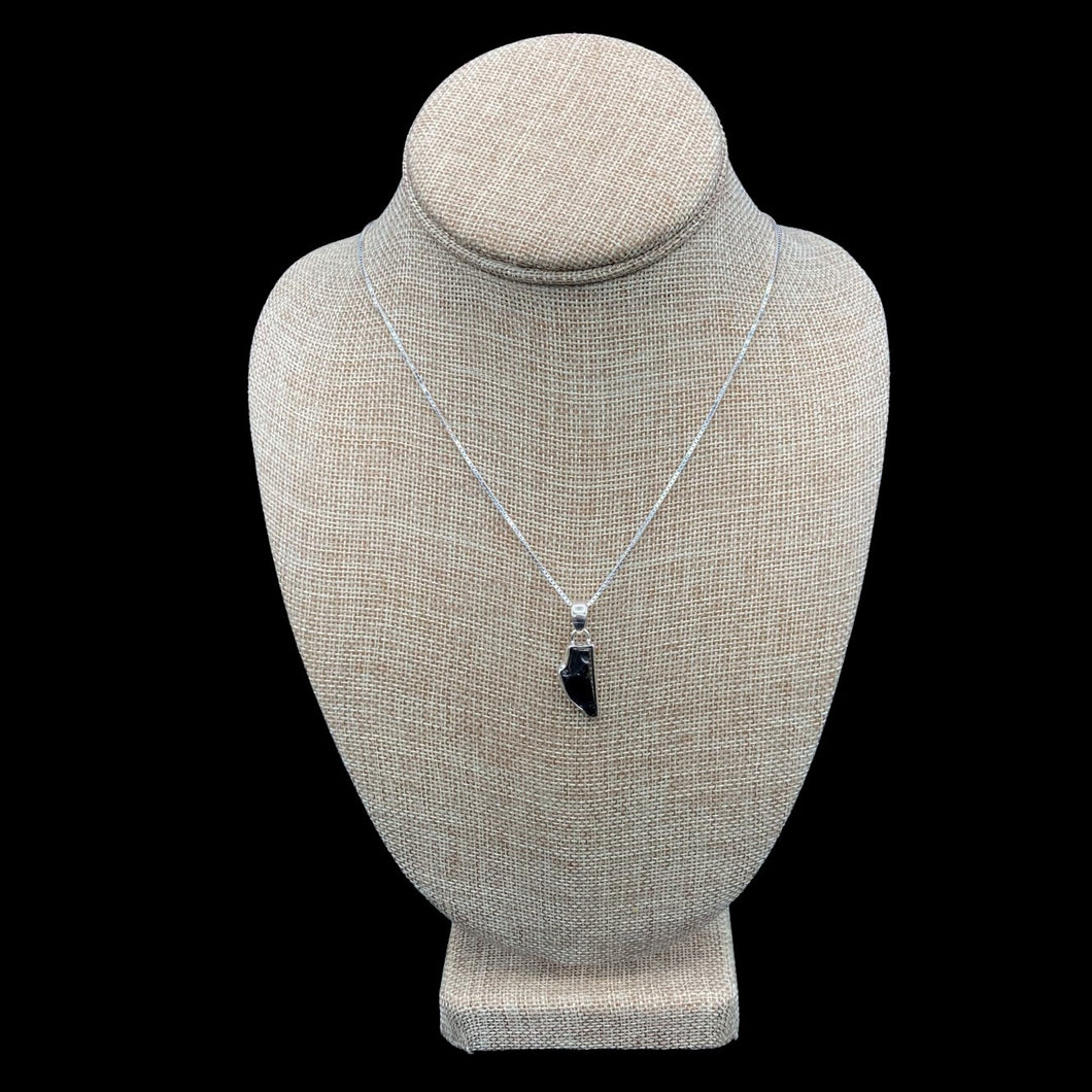Shungite Pendant Necklace On Sterling Silver Box Chain