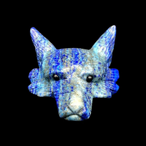 Front Side Of Lapis Lazuli Wolf Figurine