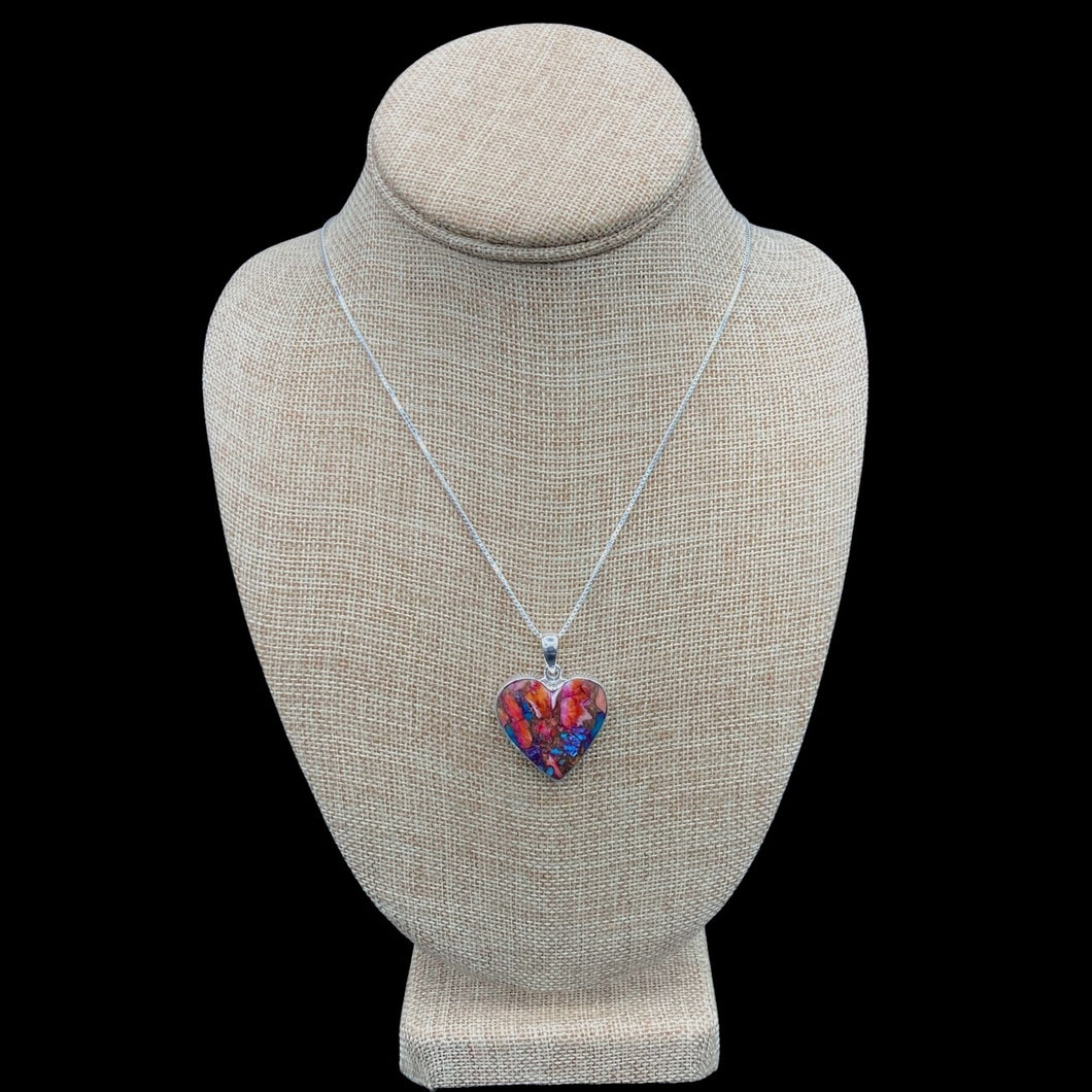 Sterling Silver And Oyster Turquoise Heart Necklace