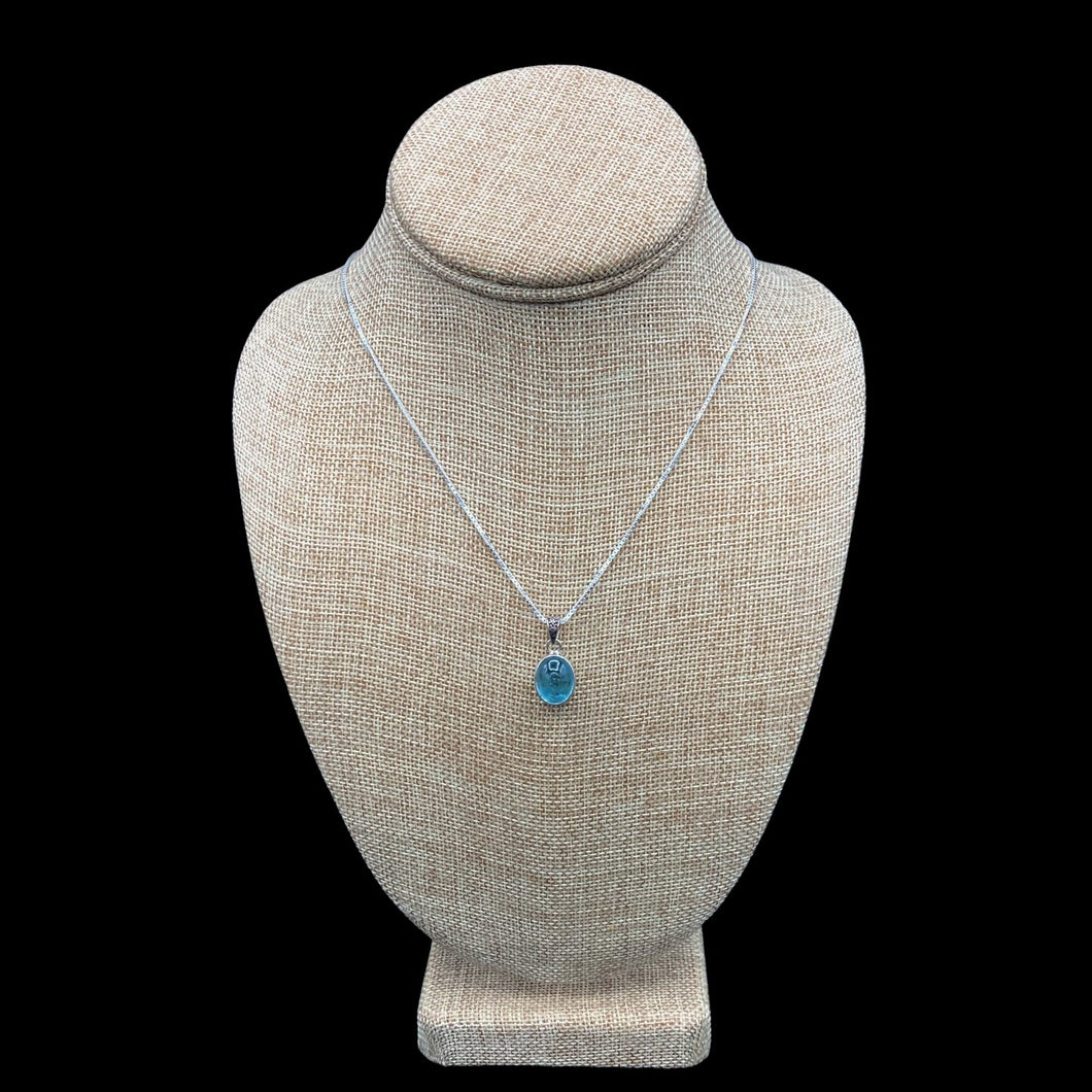 Sterling Silver And Aquamarine Pendant Necklace