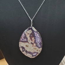 Load image into Gallery viewer, Purple Agate Drop Pendant On Sterling Chain
