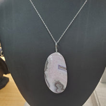Load image into Gallery viewer, Pink To Purple Agate Pendant On Sterling Chain Necklace
