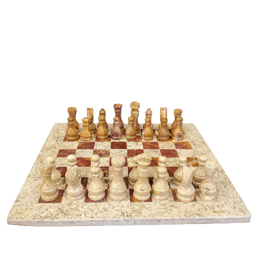 Red Brown Onyx Chess Set