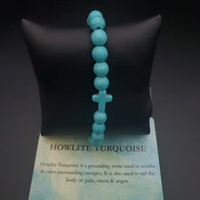 Load image into Gallery viewer, Howlite Turquoise Beaded Bracelet with Cross 
