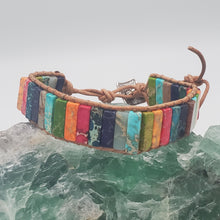 Load image into Gallery viewer, Multicolor Natural Stone Beaded Leather Wrap Bracelet
