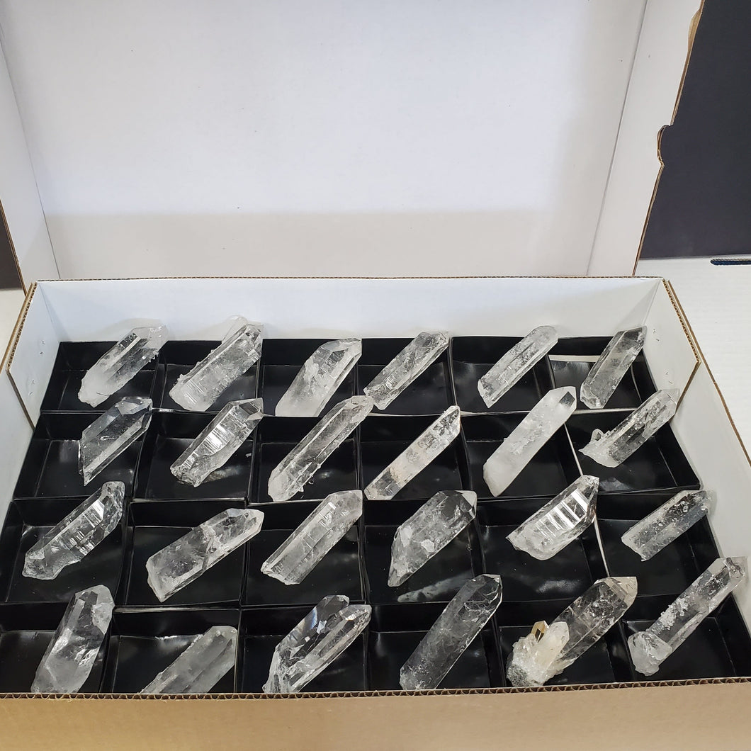 Tray of 24 Crystal Points Water Clear