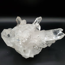 Load image into Gallery viewer, Back View Of Clear Quartz Crystal Cluster With Self-Healed Area And A Large Horizontal or Bridge Crystal Point
