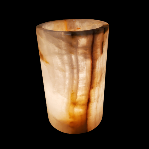 Carved Onyx Cylinder Lamp