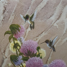 Load image into Gallery viewer, Sandstone painted art hummingbirds and flowers
