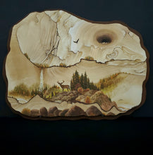Load image into Gallery viewer, Buck, deer, waterfall, soaring eagle painting on sandstone
