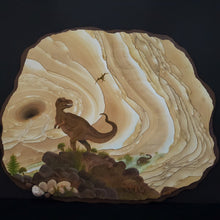 Load image into Gallery viewer, Sandstone Painting T-Rex Dinosaur Scene
