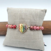 Load image into Gallery viewer, Jasper Beaded Bracelet with Heart Accent Red
