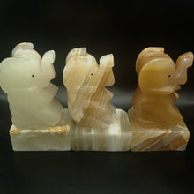 Load image into Gallery viewer, Three Onyx Carved Elephant Lamps
