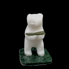 Load image into Gallery viewer, Marble Polar Bear on Stand with Fish
