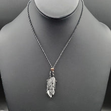 Load image into Gallery viewer, Black String Macrame Necklace wtih Arkansas Quartz Crystal
