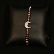 Load image into Gallery viewer, Close Up Of Sparkling Crescent Moon On Fashion Bracelet
