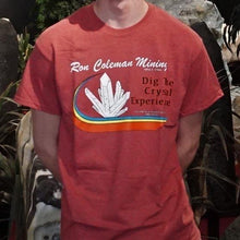 Load image into Gallery viewer, Red T-Shirt With Rainbow Crystal Ron Coleman Mining Dig The Crystal Experience
