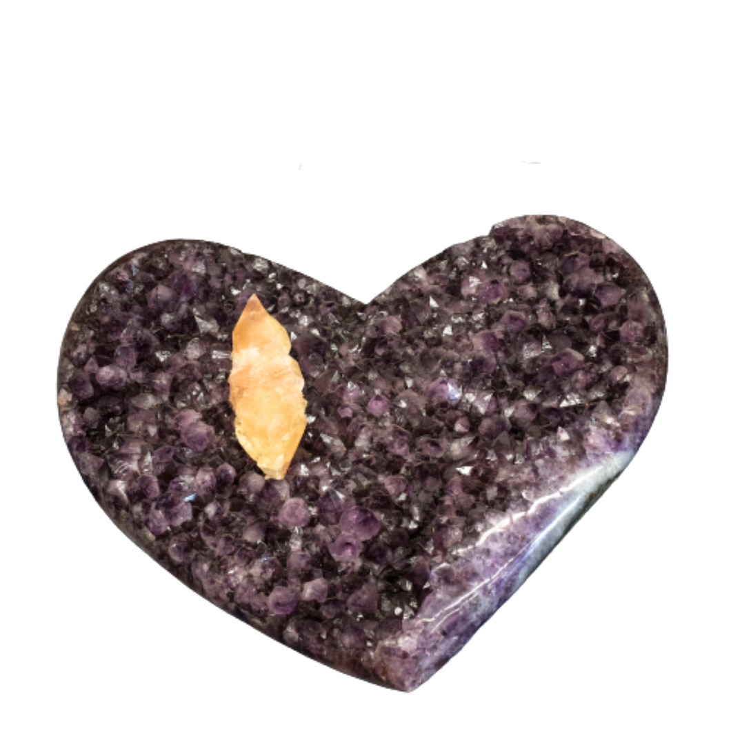 Amethyst Heart With Dogtooth Calcite