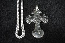 Load image into Gallery viewer, Large Mens Sterling Silver Cross With Meteorite Inlay
