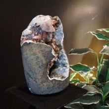 Load image into Gallery viewer, Side View Of Heulandite With Silbite And Calcite Specimen On A Stand

