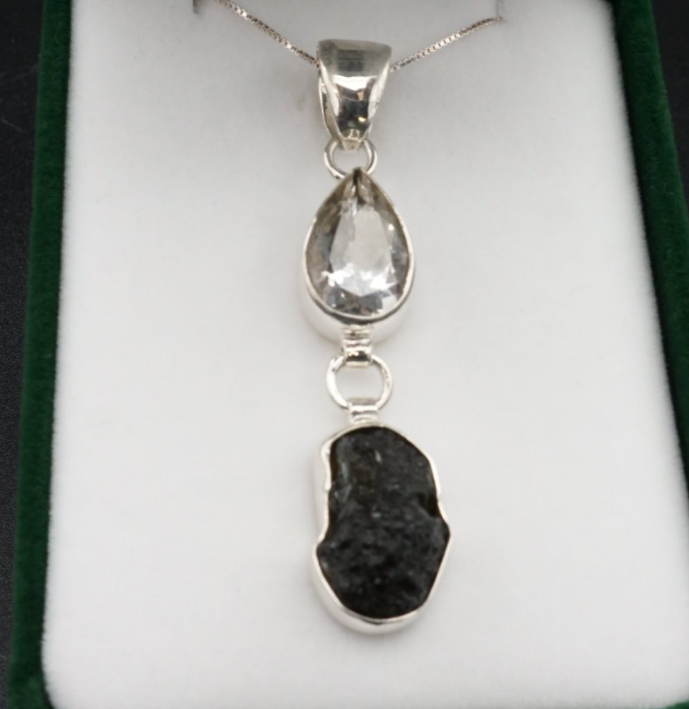 Moldavite Herkimer Diamond Necklace